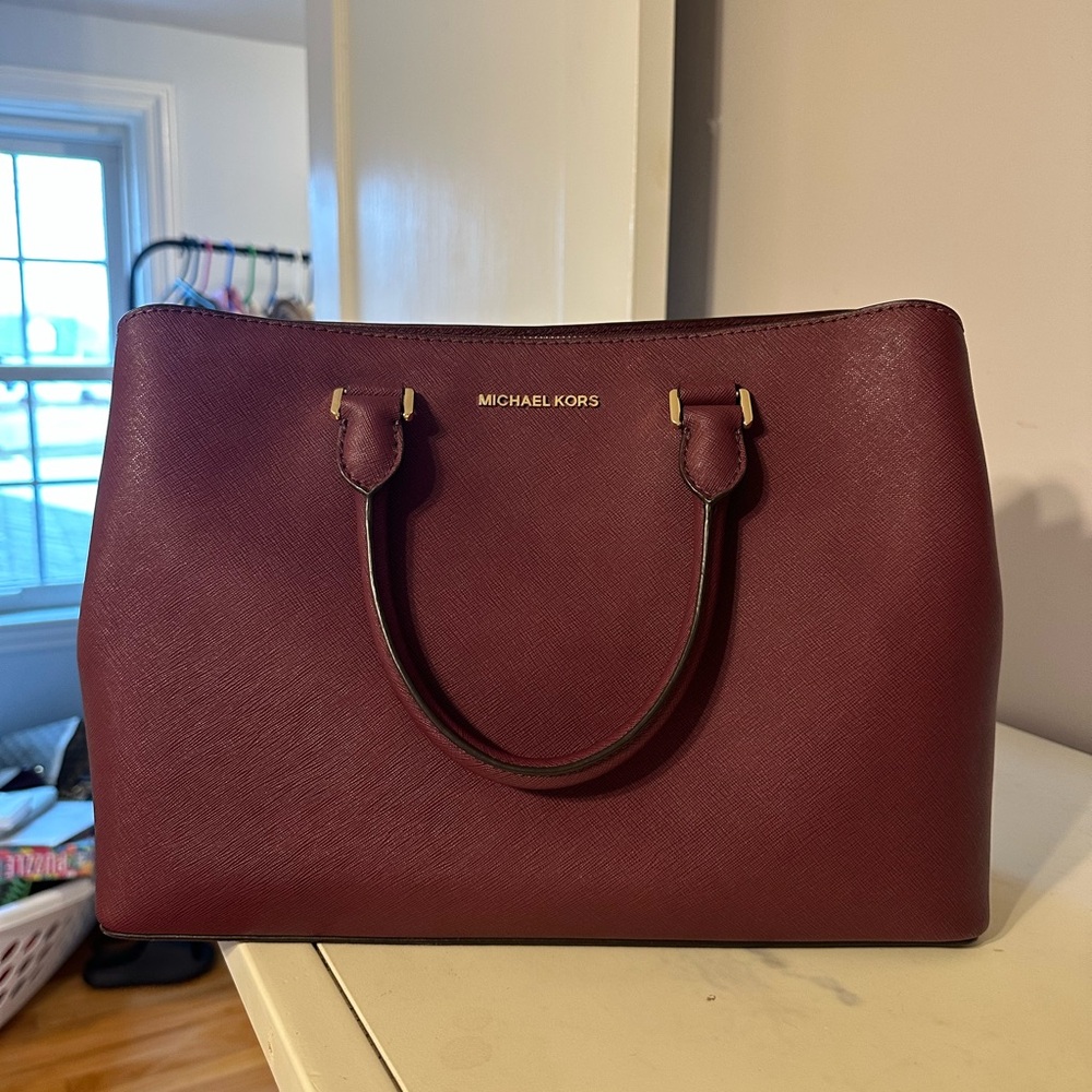 Maroon Michael Kors Purse and Wallet